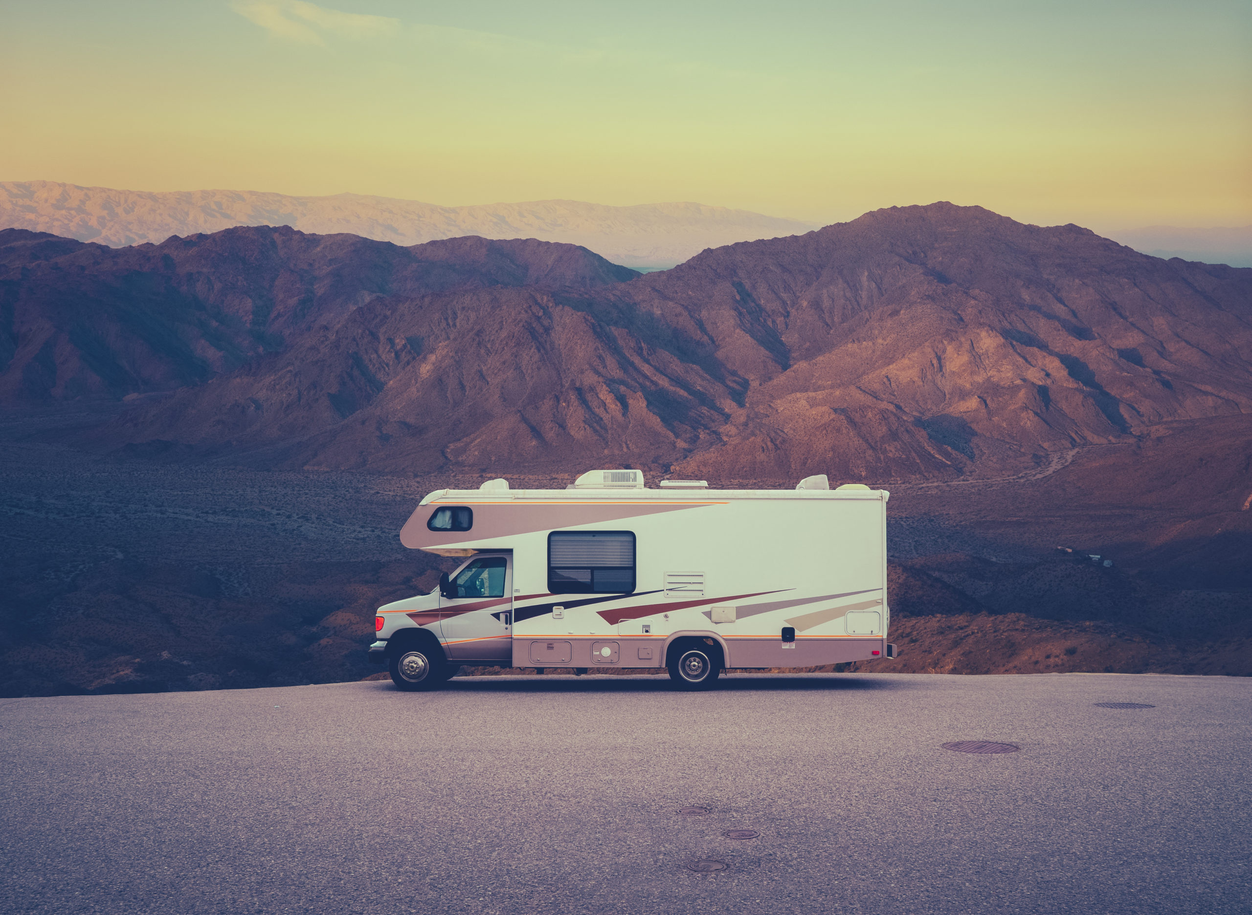 Retro RV Camper In The Desert